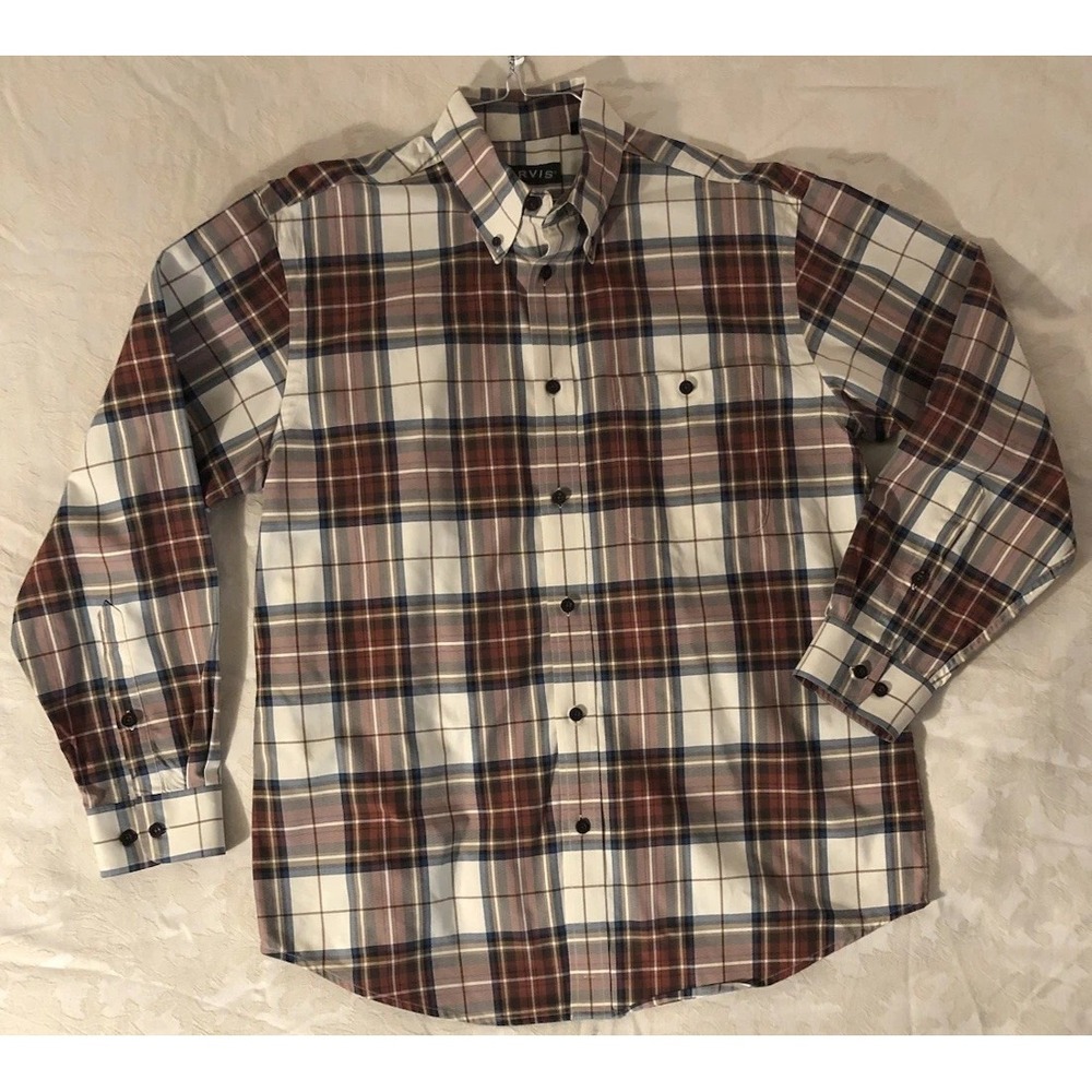 Orvis Classic Collection Men's Plaid Button-Down Shirt Size M Cotton